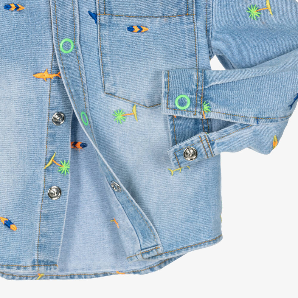 Billieblush-Blue Embroidered Shirt | Childrensalon Outlet