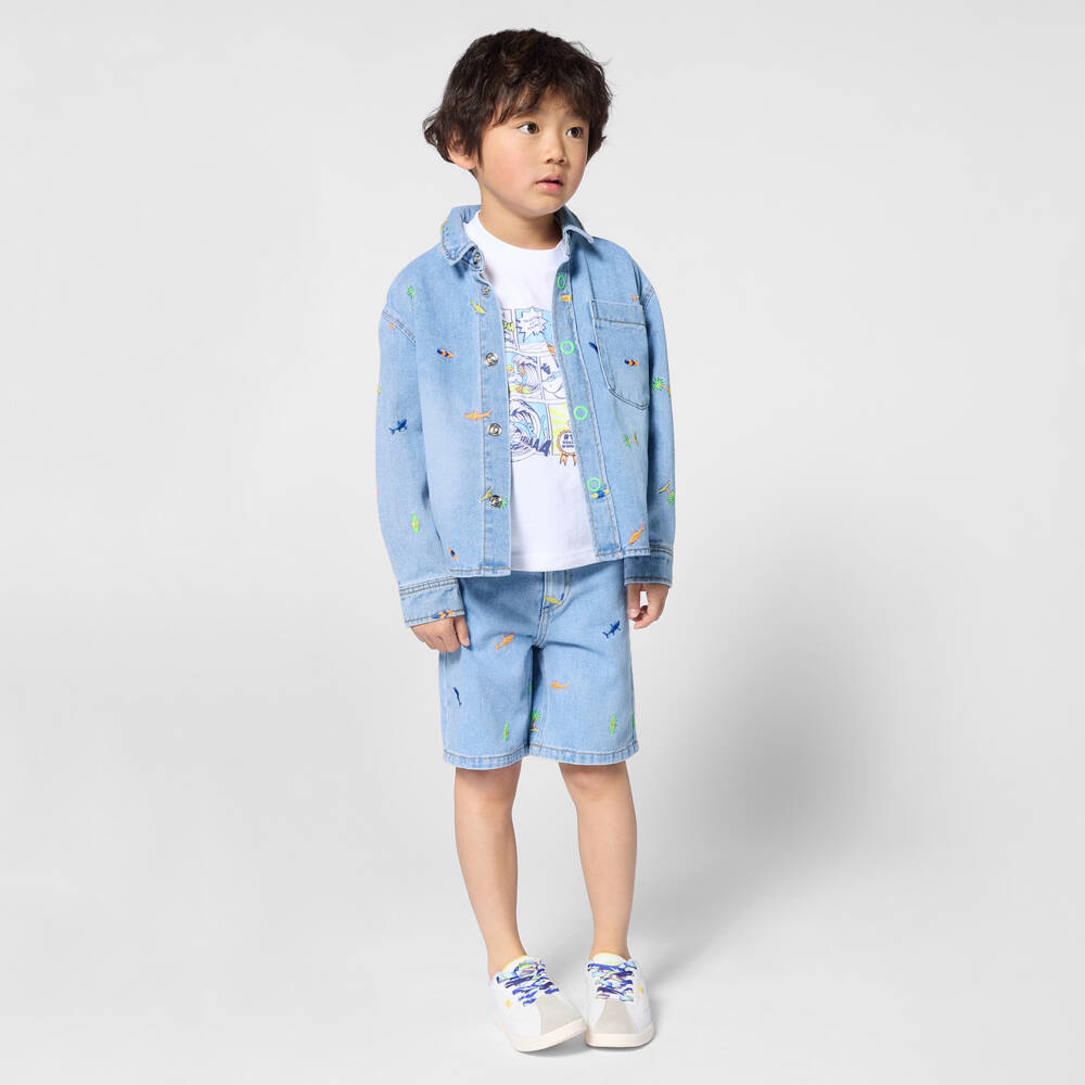 Billieblush-Blue Embroidered Shirt | Childrensalon Outlet