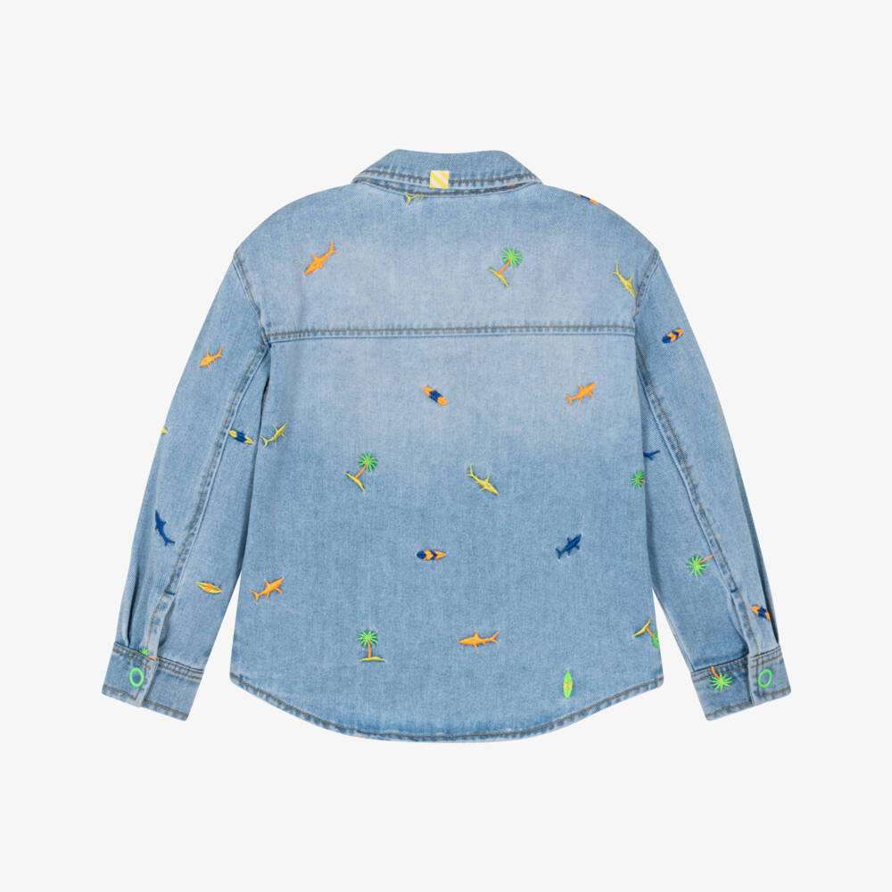 Billieblush-Blue Embroidered Shirt | Childrensalon Outlet