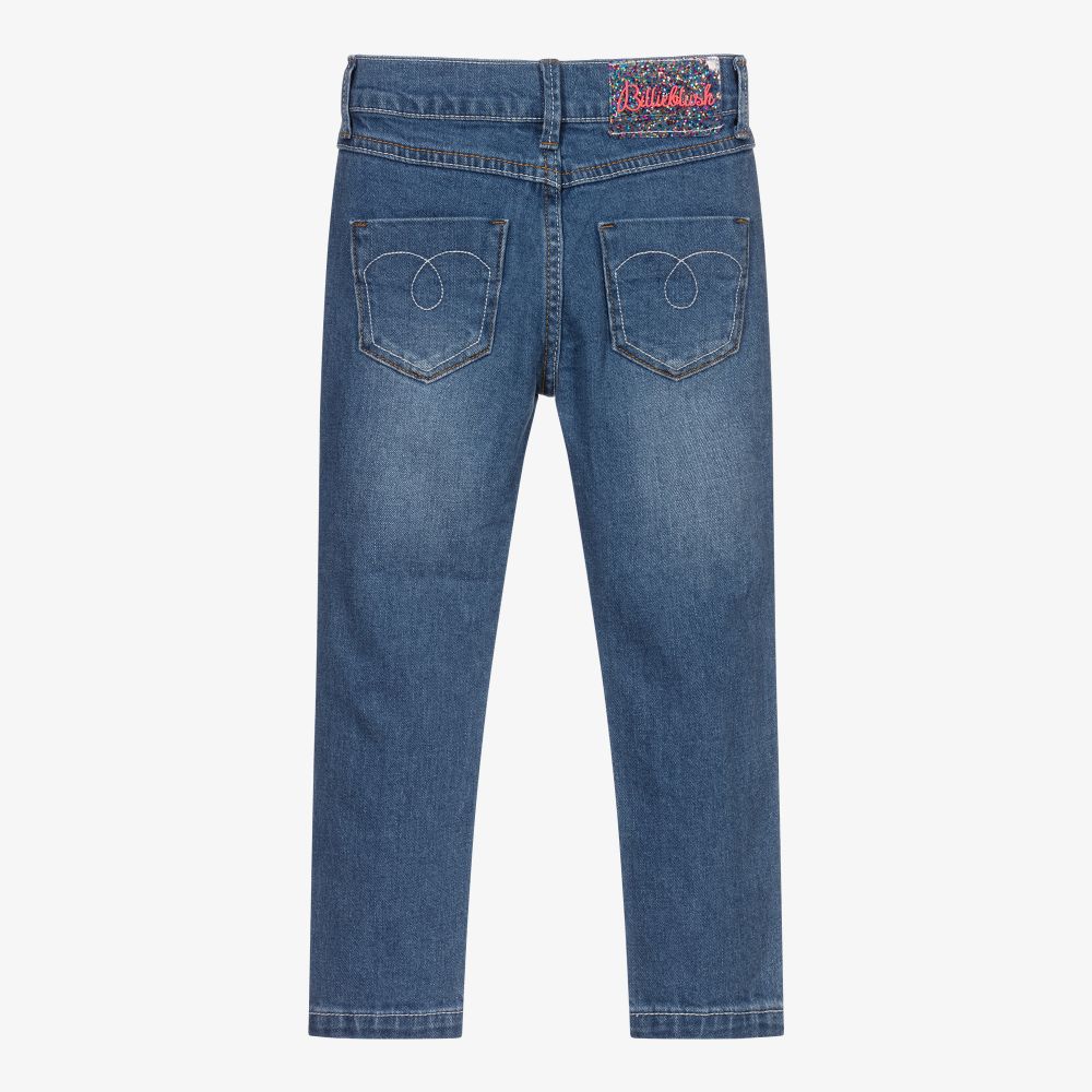Billieblush-جينز قطن دنيم غليتر مقلم لون أزرق للبنات | Childrensalon Outlet