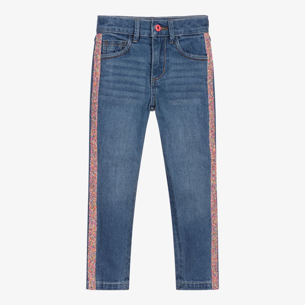 Billieblush - Blaue Glitzerjeans mit Streifen | Childrensalon