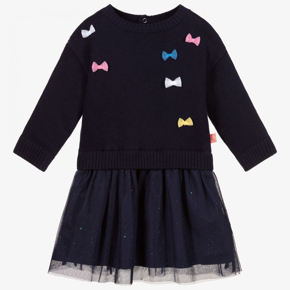 Billieblush - Blue Knitted & Tulle Dress | Childrensalon
