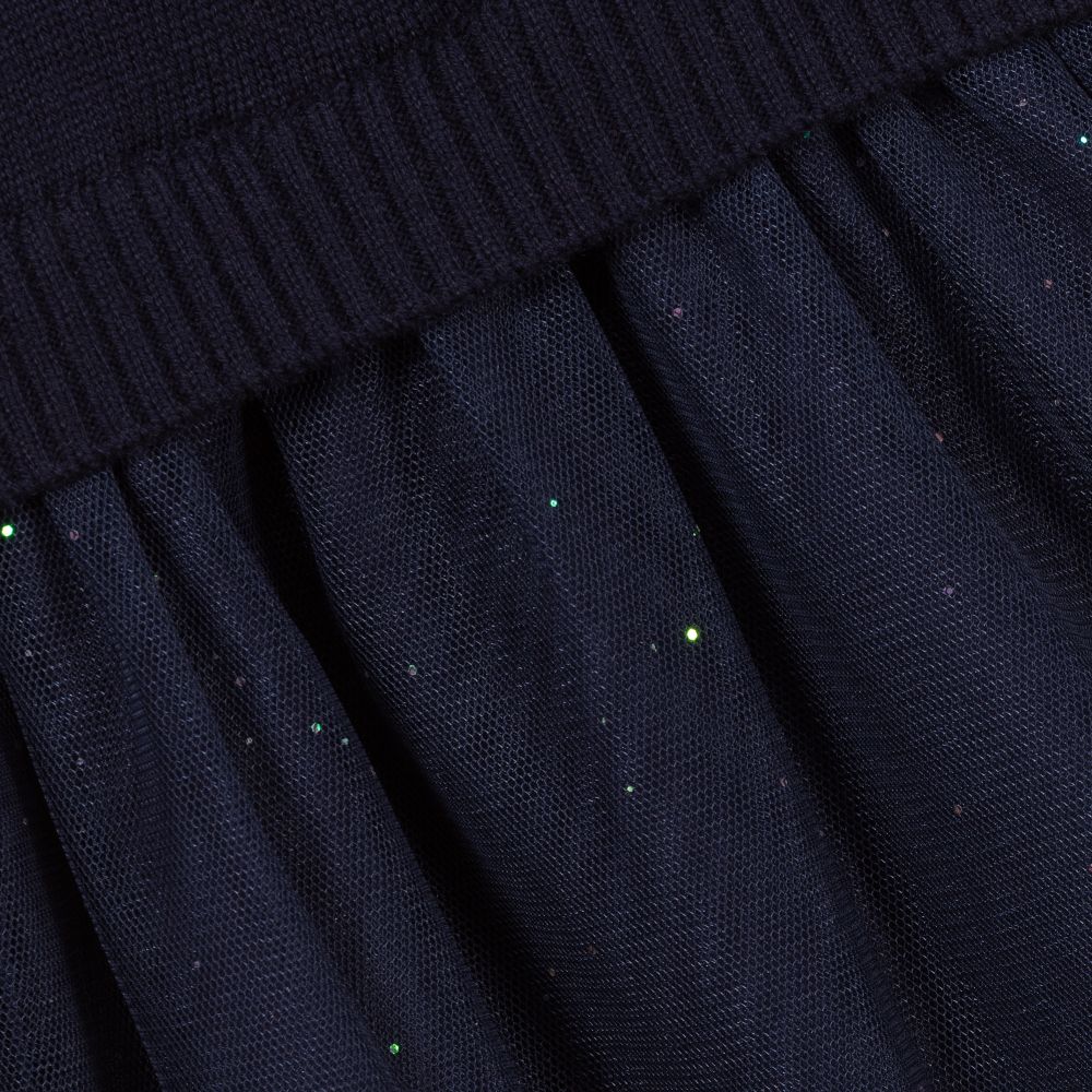 Billieblush-Blue Knitted & Tulle Dress | Childrensalon Outlet