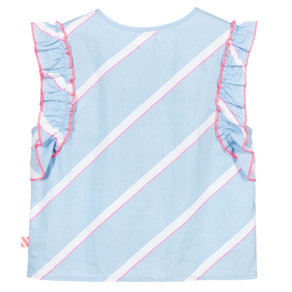 Billieblush-Blue Striped Cotton Blouse | Childrensalon Outlet