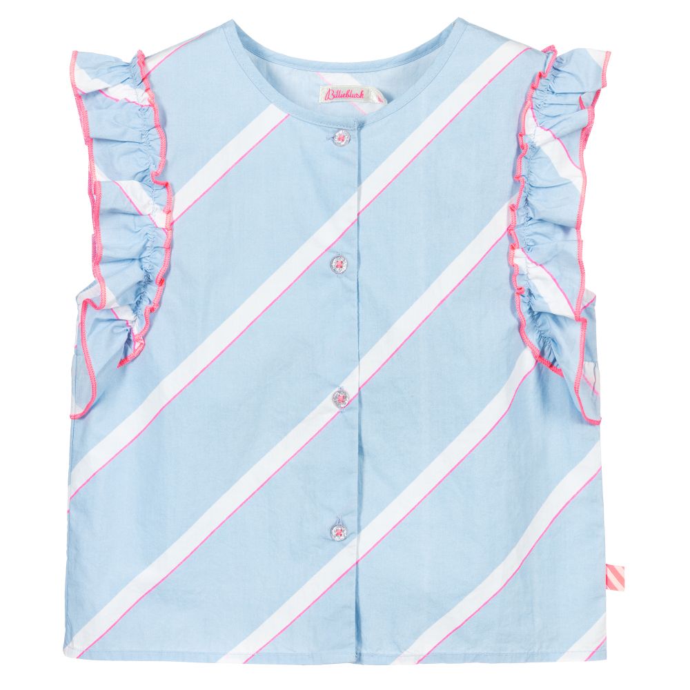 Billieblush - Blue Striped Cotton Blouse | Childrensalon