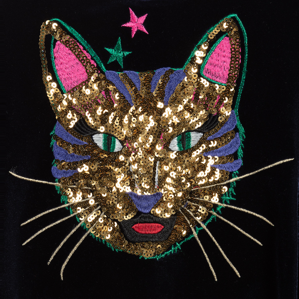 Billieblush-Blue Velour Sequin Cat Hoodie | Childrensalon Outlet