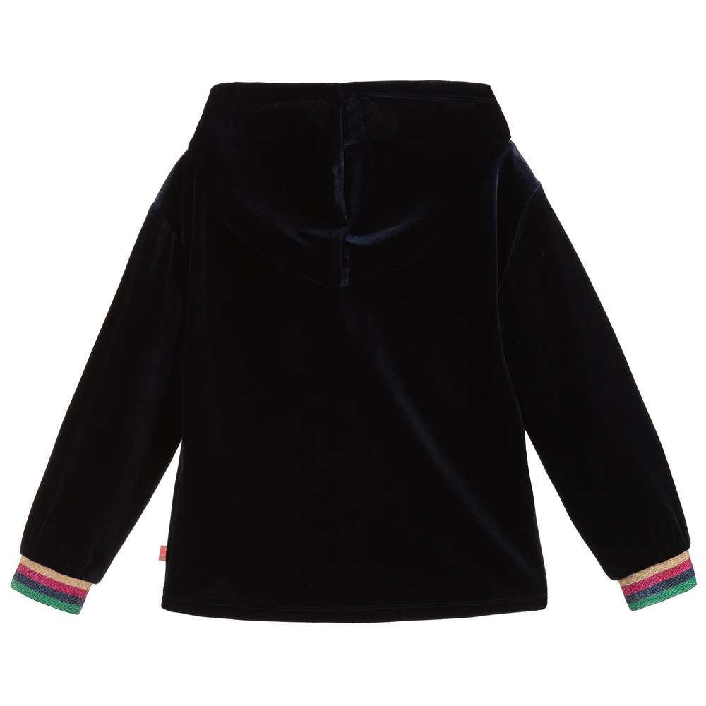Billieblush-Blue Velour Sequin Cat Hoodie | Childrensalon Outlet
