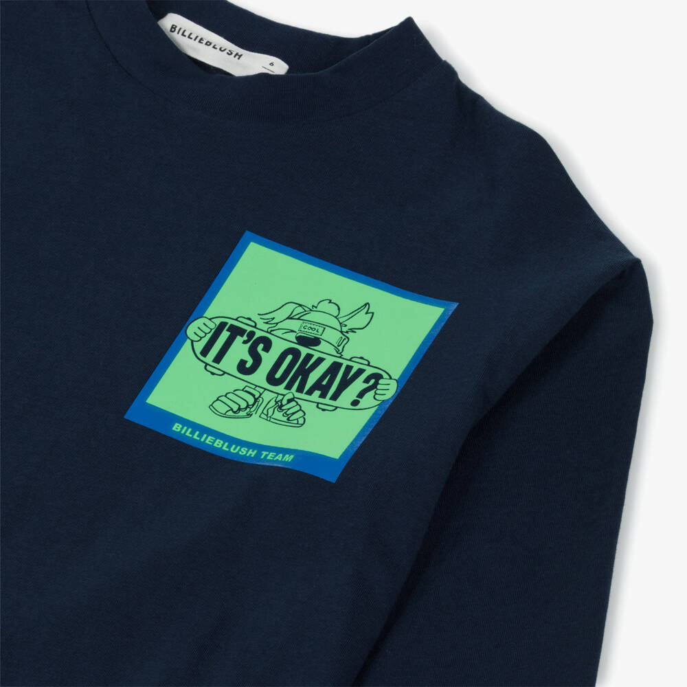 Billieblush-Голубой хлопковый топ с графикой для мальчиков | Childrensalon Outlet