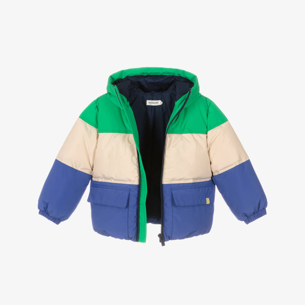 Billieblush-Boys Green & Blue Colourblock Puffer Jacket | Childrensalon Outlet