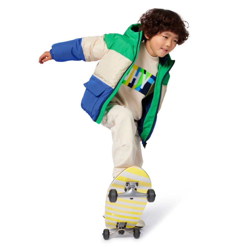 Billieblush-Boys Green & Blue Colourblock Puffer Jacket | Childrensalon Outlet
