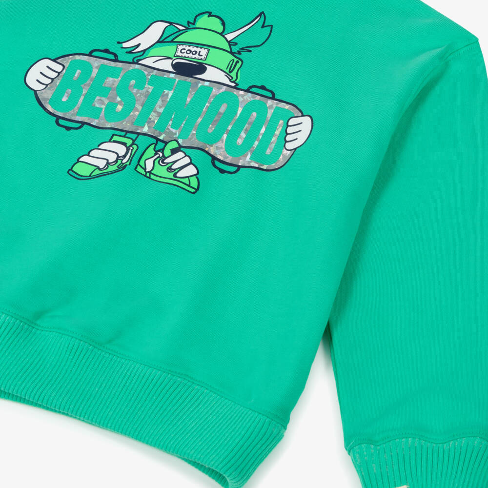 Billieblush-Зеленый хлопковый свитшот с графикой для мальчиков | Childrensalon Outlet