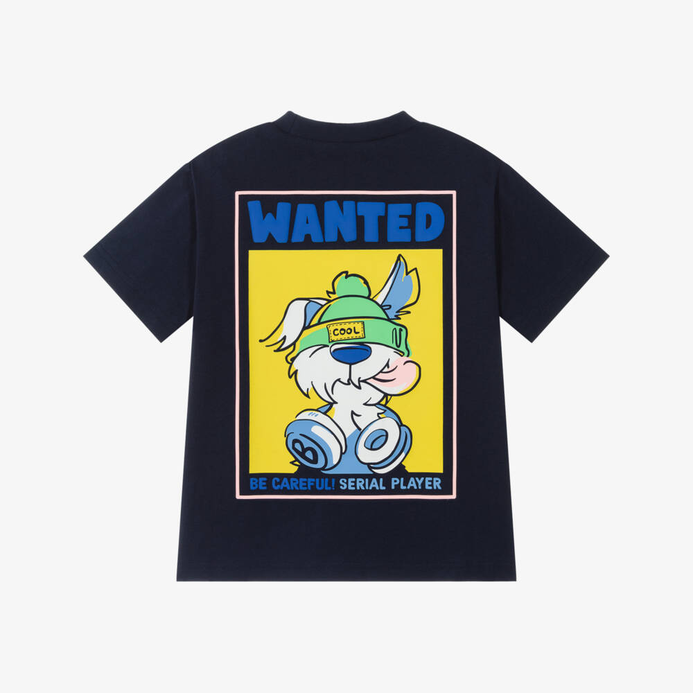Billieblush-Boys Navy Blue Dog Illustration Cotton T-Shirt | Childrensalon Outlet