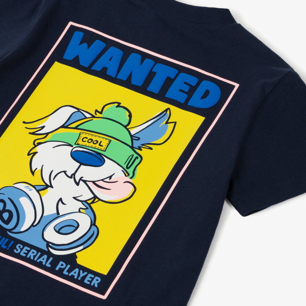 Billieblush-Boys Navy Blue Dog Illustration Cotton T-Shirt | Childrensalon Outlet