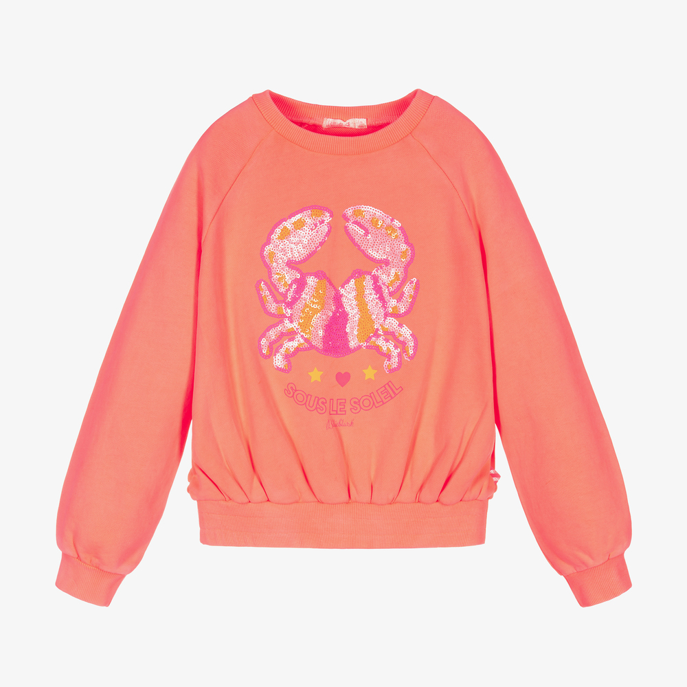 Billieblush - Coral Pink Crab Sweatshirt | Childrensalon