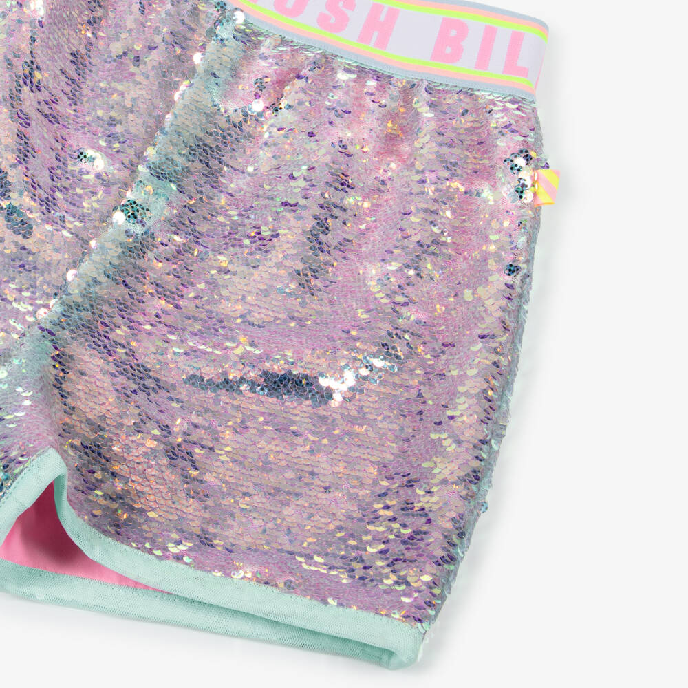 Billieblush-شورت لامع أزرق وردي للبنات | Childrensalon Outlet