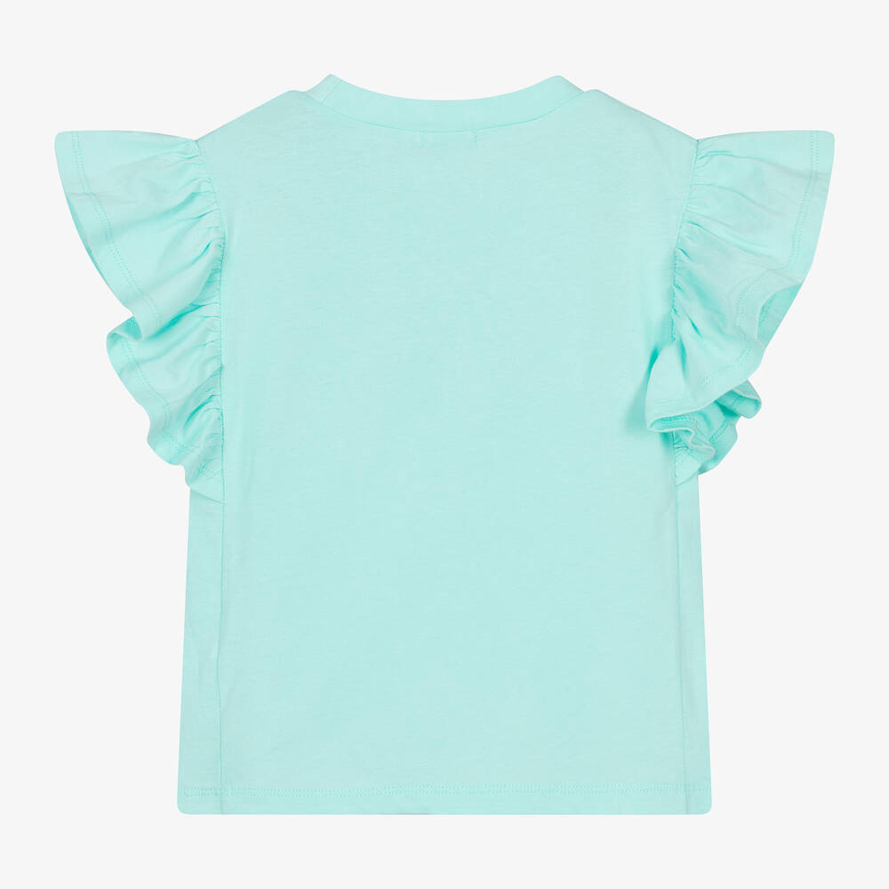Billieblush-تيشيرت قطن جيرسي لون أزرق أكوا للبنات | Childrensalon Outlet