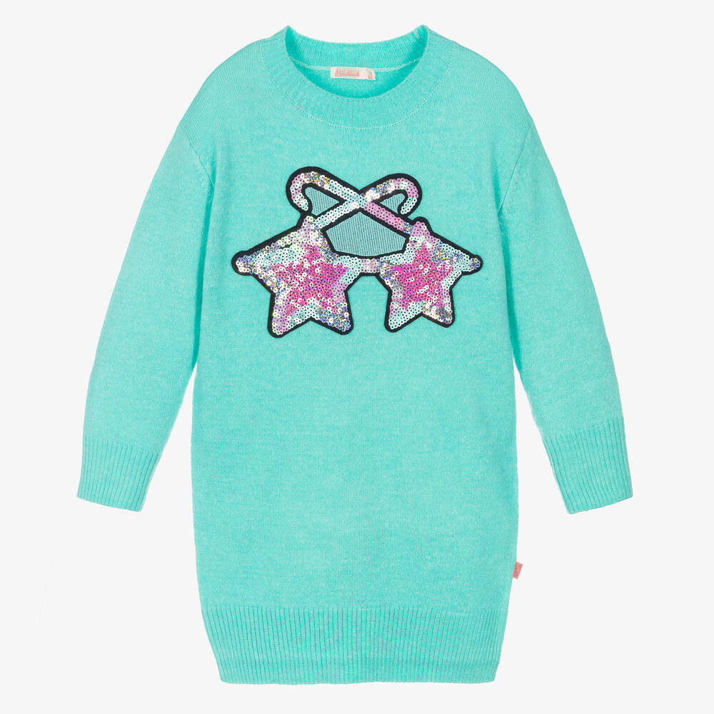 Billieblush - Robe en maille turquoise Fille | Childrensalon