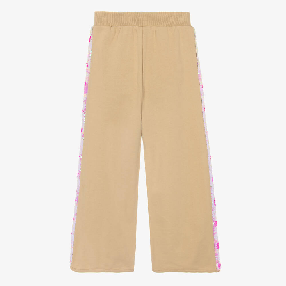 Billieblush-Бежевые хлопковые джоггеры с пайетками для девочек | Childrensalon Outlet