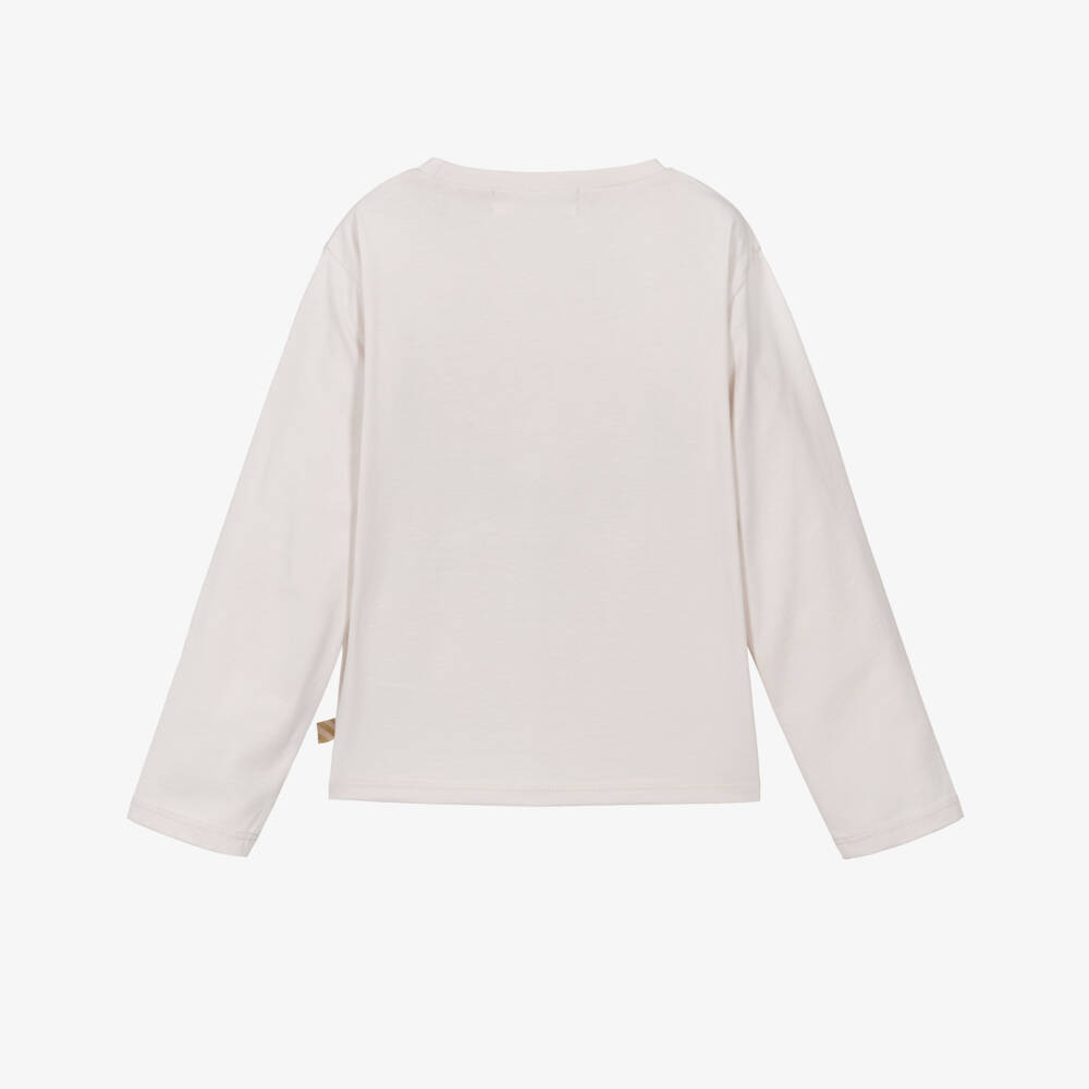 Billieblush-Girls Beige Cotton Slogan Top | Childrensalon Outlet