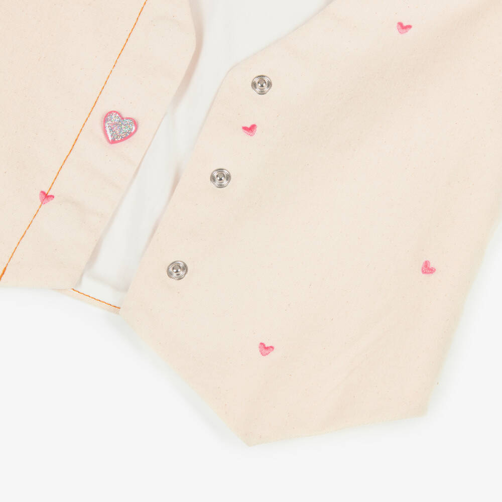Billieblush-Жилет из бежевого денима с сердечками для девочек | Childrensalon Outlet