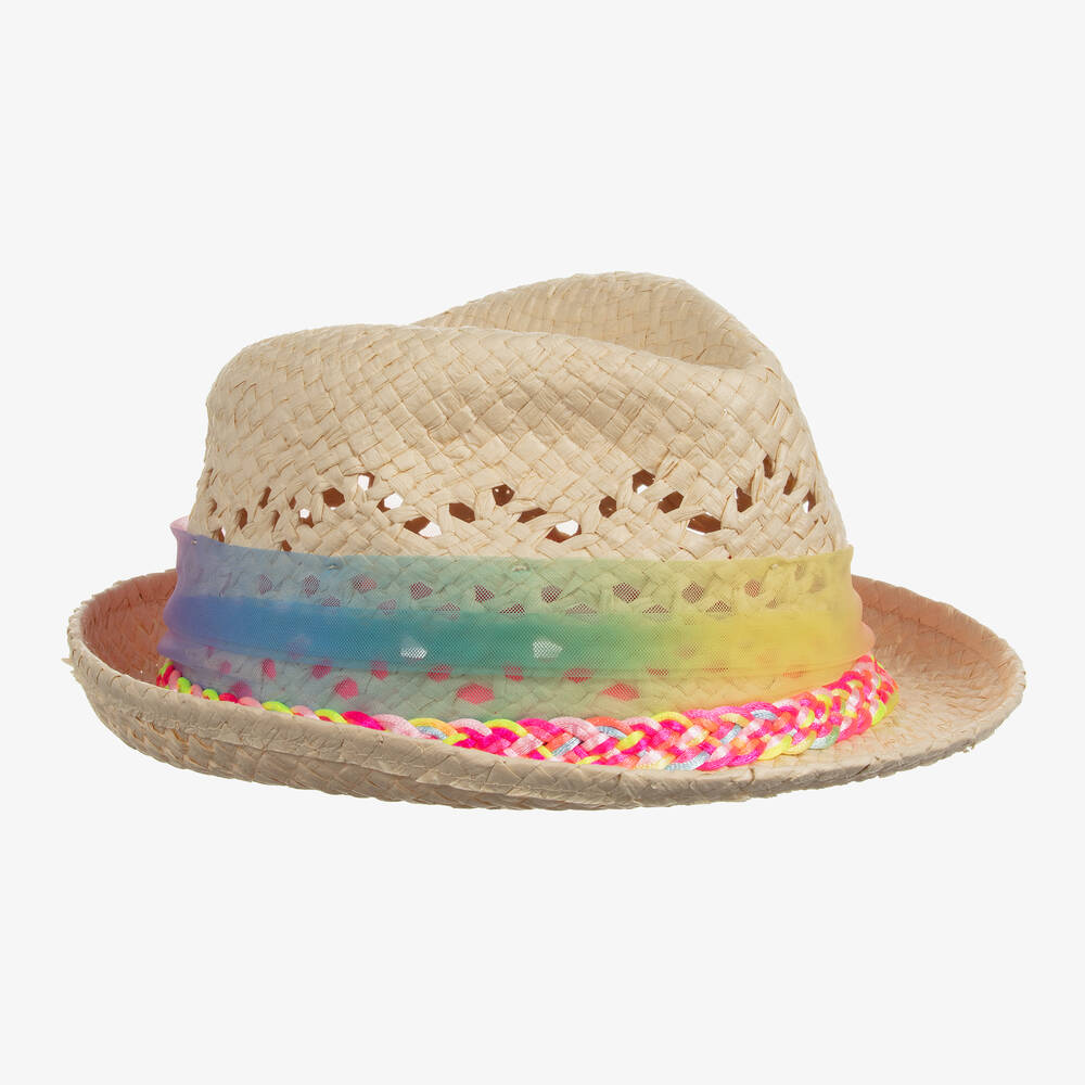 Billieblush-Girls Beige Straw Trilby Hat | Childrensalon Outlet