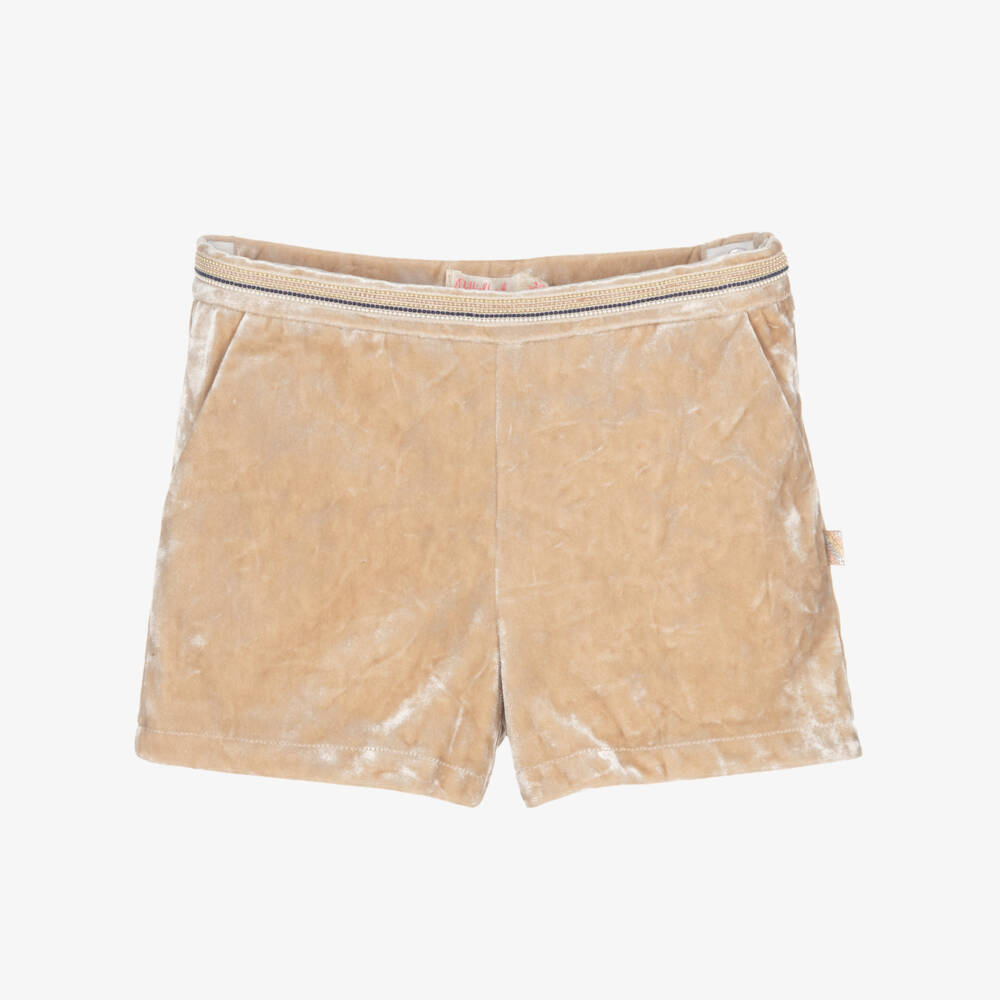 Billieblush-Girls Beige Suedette Velour Shorts | Childrensalon Outlet