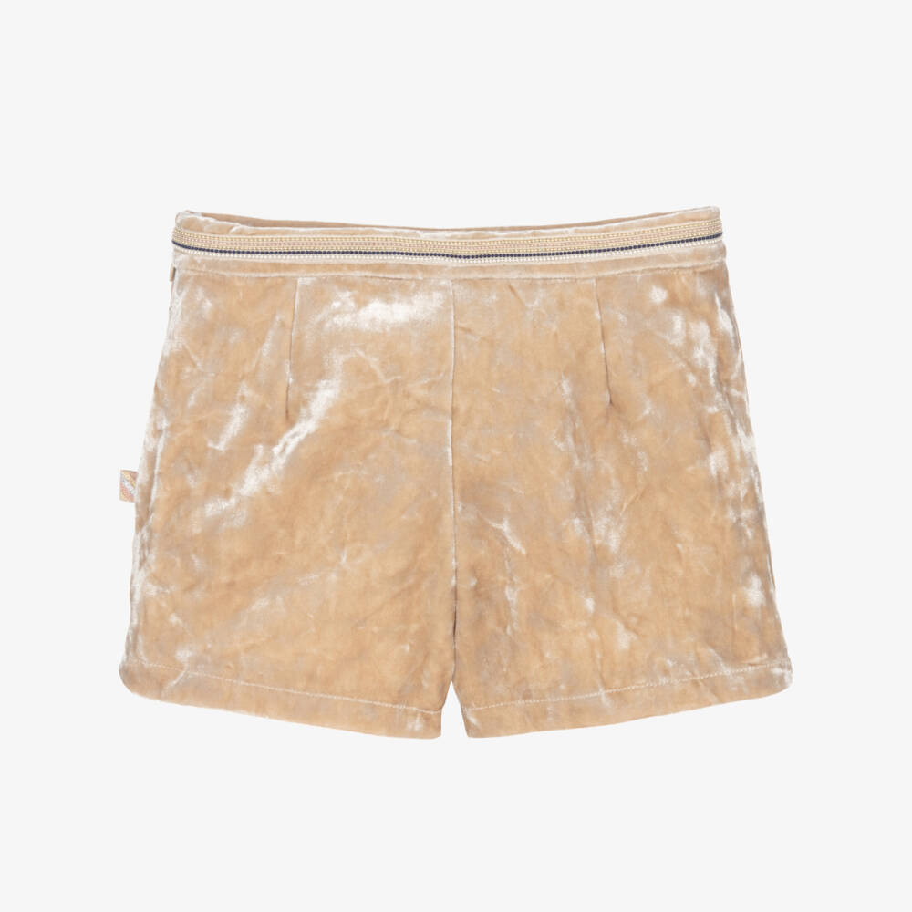 Billieblush-شورت مخملي بيج للبنات | Childrensalon Outlet