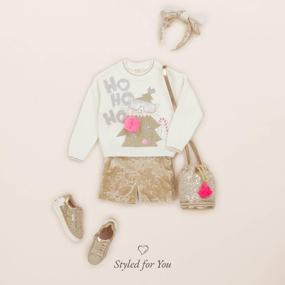 Billieblush-شورت مخملي بيج للبنات | Childrensalon Outlet