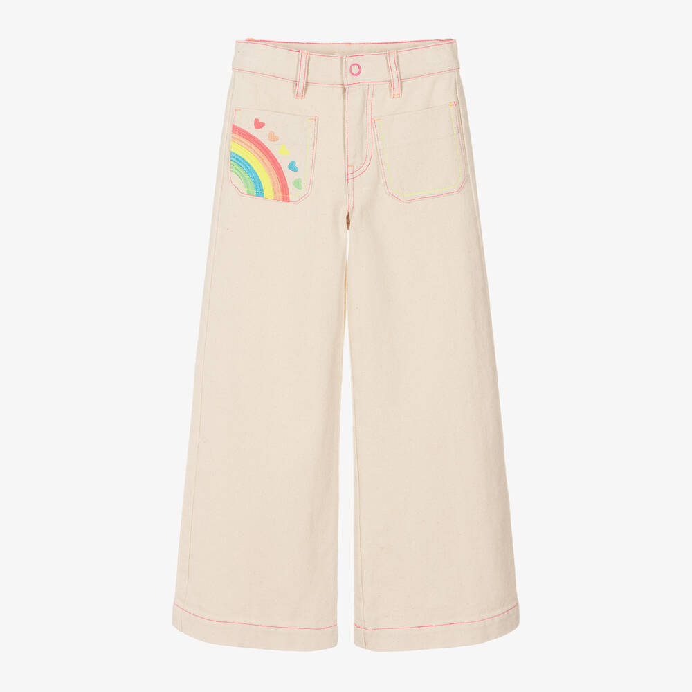 Billieblush - Beige weite Jeans mit Regenbogen | Childrensalon