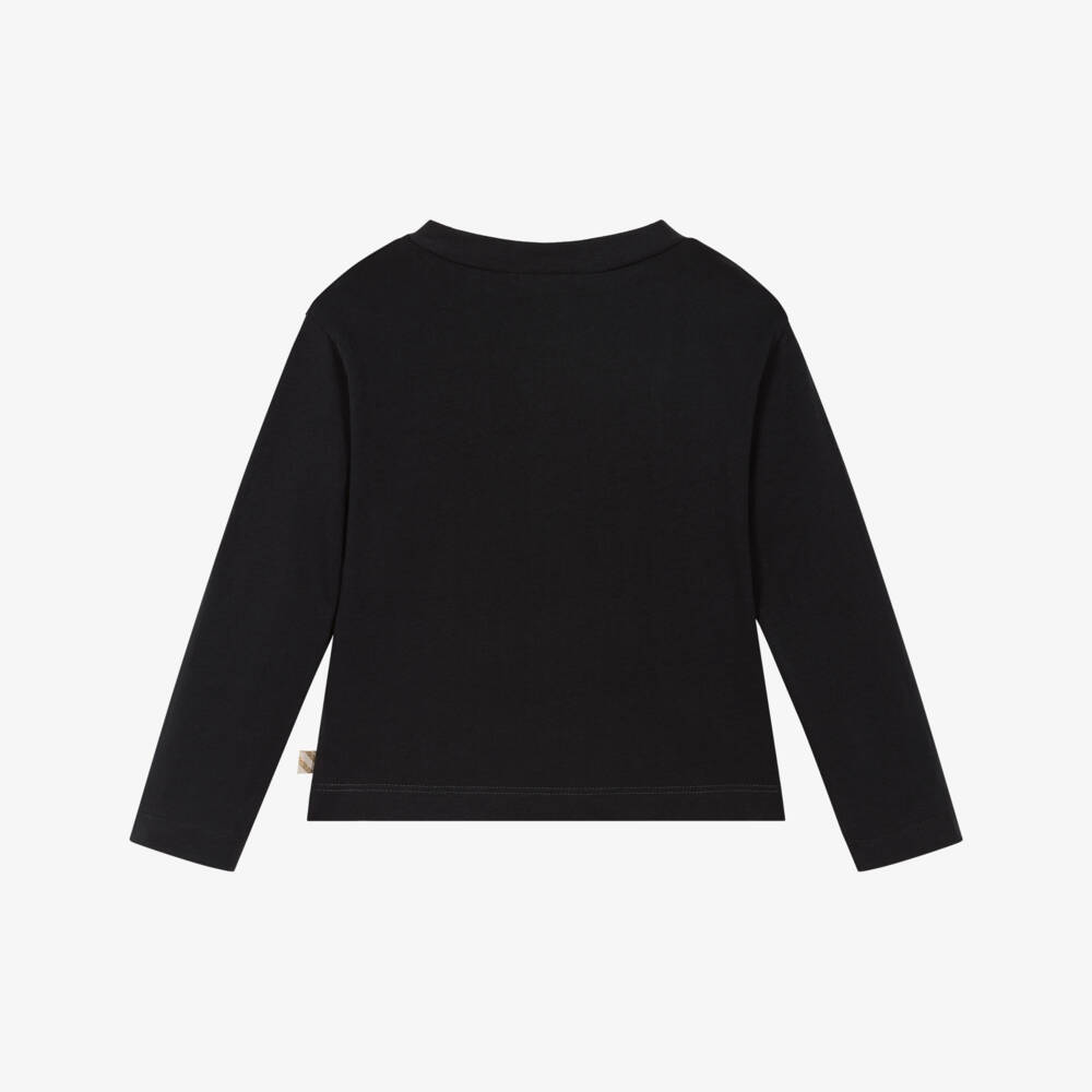 Billieblush-Girls Black Cotton Long Sleeve Top with Horse Print | Childrensalon Outlet