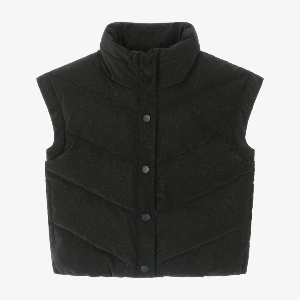 Billieblush-Блестящий черный стеганый жилет для девочек | Childrensalon Outlet