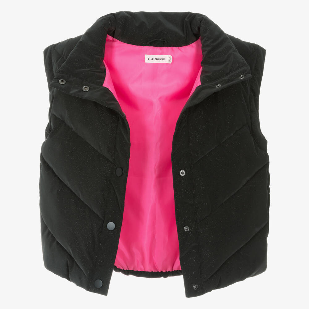 Billieblush-Блестящий черный стеганый жилет для девочек | Childrensalon Outlet