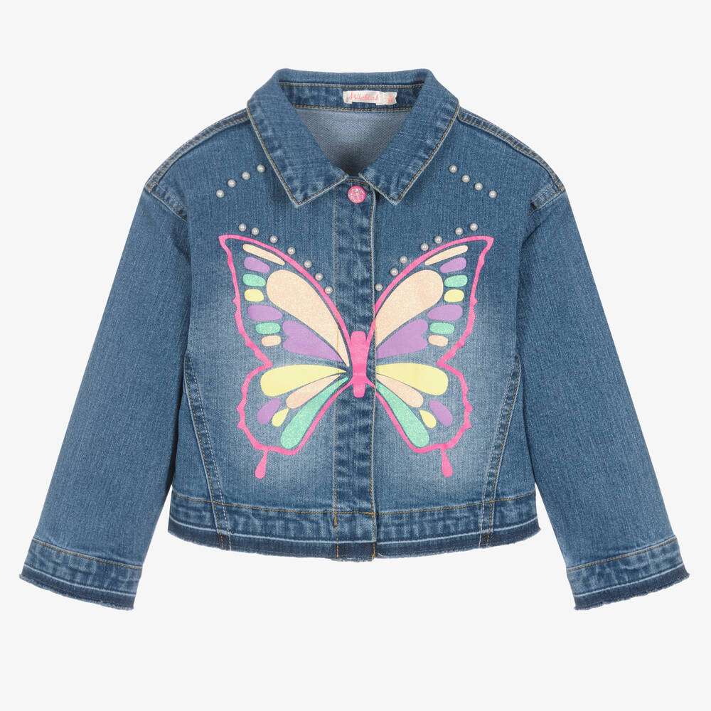 Billieblush - Veste bleue en jean à papillon | Childrensalon