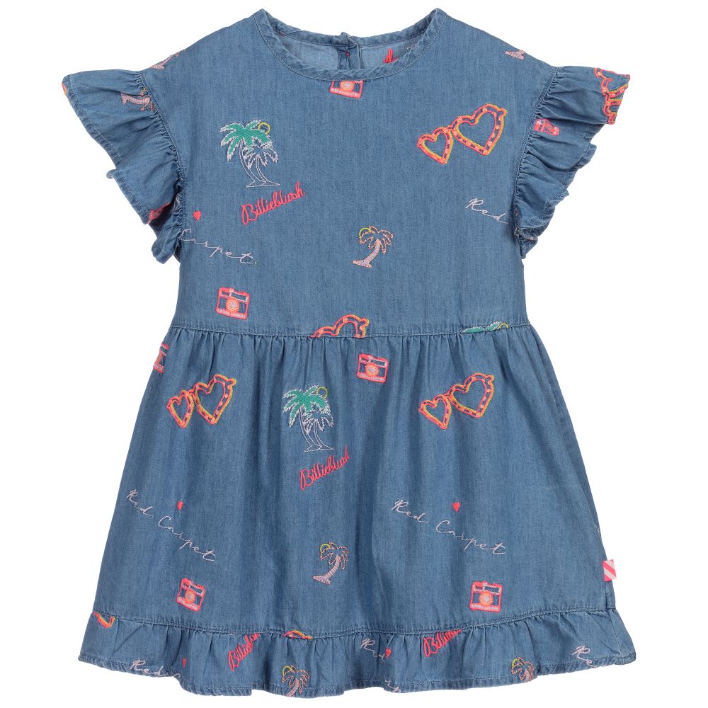 Billieblush - Синее платье из шамбре для девочек | Childrensalon