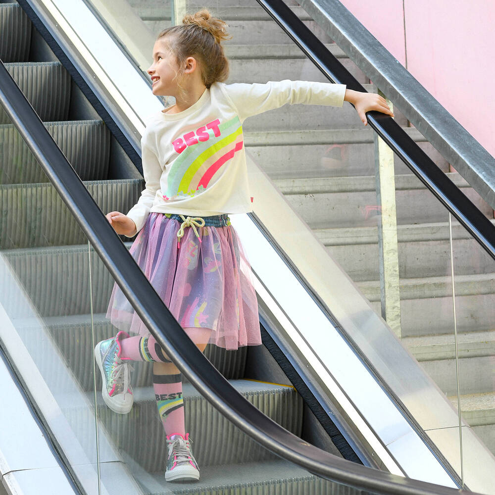 Billieblush-Girls Blue Cotton Chambray Tulle Skirt | Childrensalon Outlet