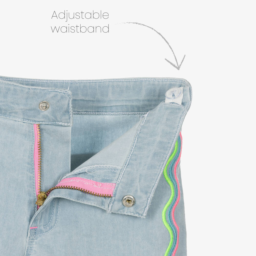 Billieblush-Girls Blue Cotton Embroidered Shorts | Childrensalon Outlet