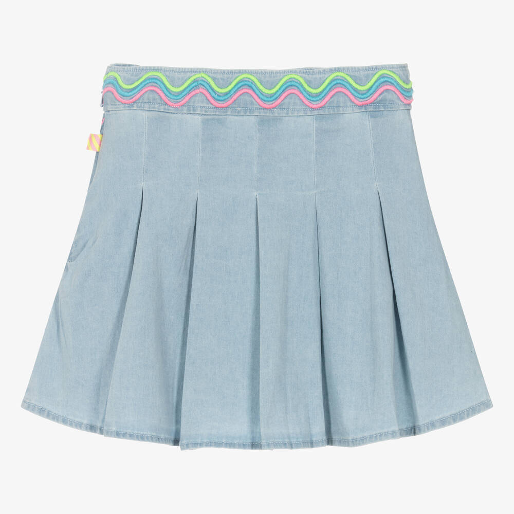 Billieblush-Girls Blue Cotton Embroidered Skirt | Childrensalon Outlet