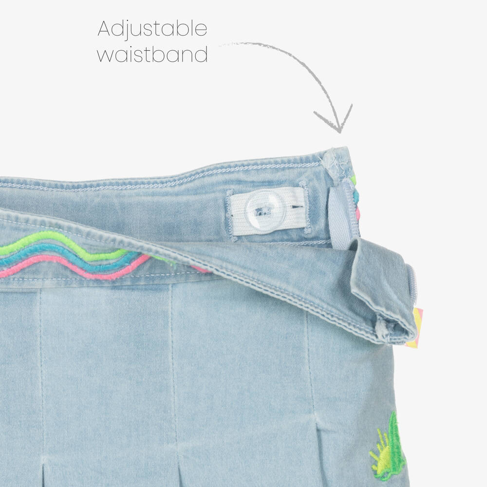 Billieblush-Girls Blue Cotton Embroidered Skirt | Childrensalon Outlet