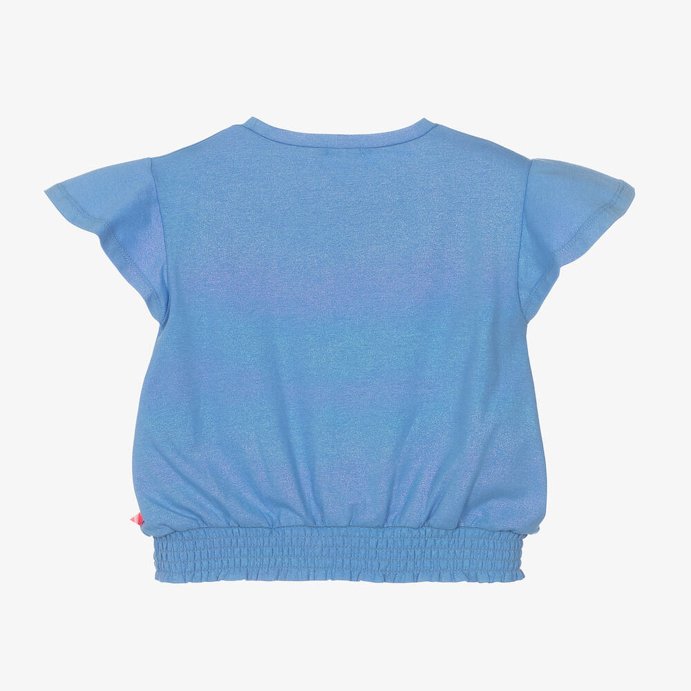 Billieblush - Girls Blue Cotton Glitter Heart T-Shirt