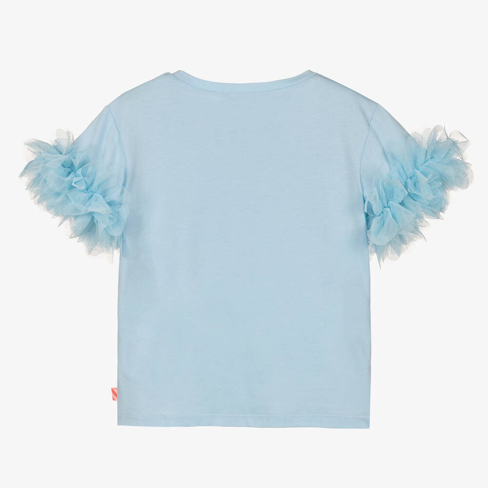بيلي بلاش-تيشيرت قطن جيرسي وتول لون أزرق للبنات | Childrensalon Outlet