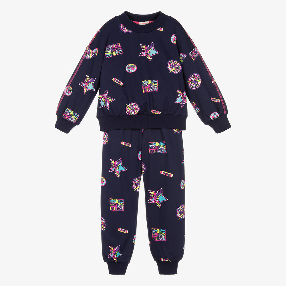 Billieblush - Girls Blue Cotton Jersey Tracksuit | Childrensalon