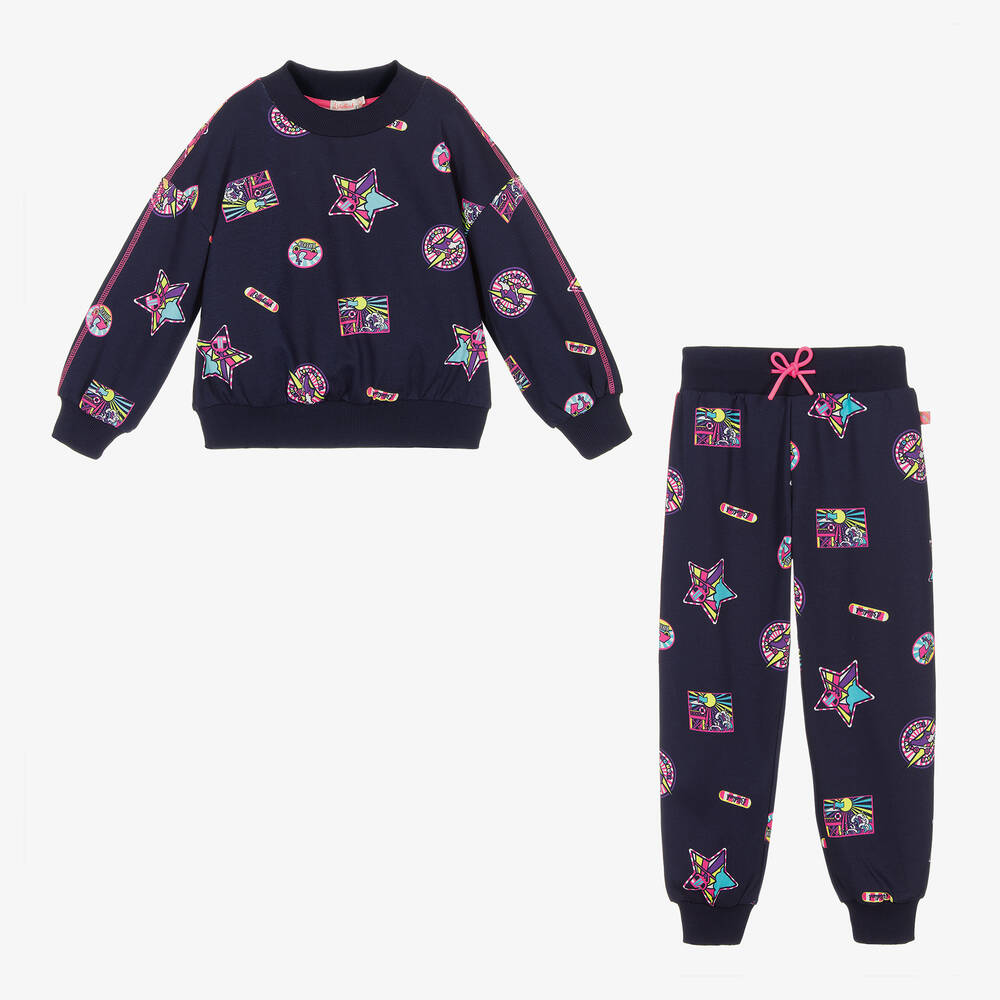 بيلي بلاش-بدلة رياضية قطن جيرسي لون كحلي للبنات | Childrensalon Outlet