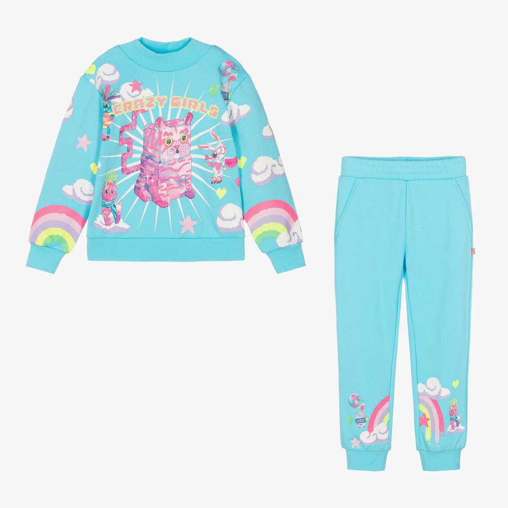 بيلي بلاش-بدلة رياضية قطن جيرسي لون أزرق للبنات | Childrensalon Outlet