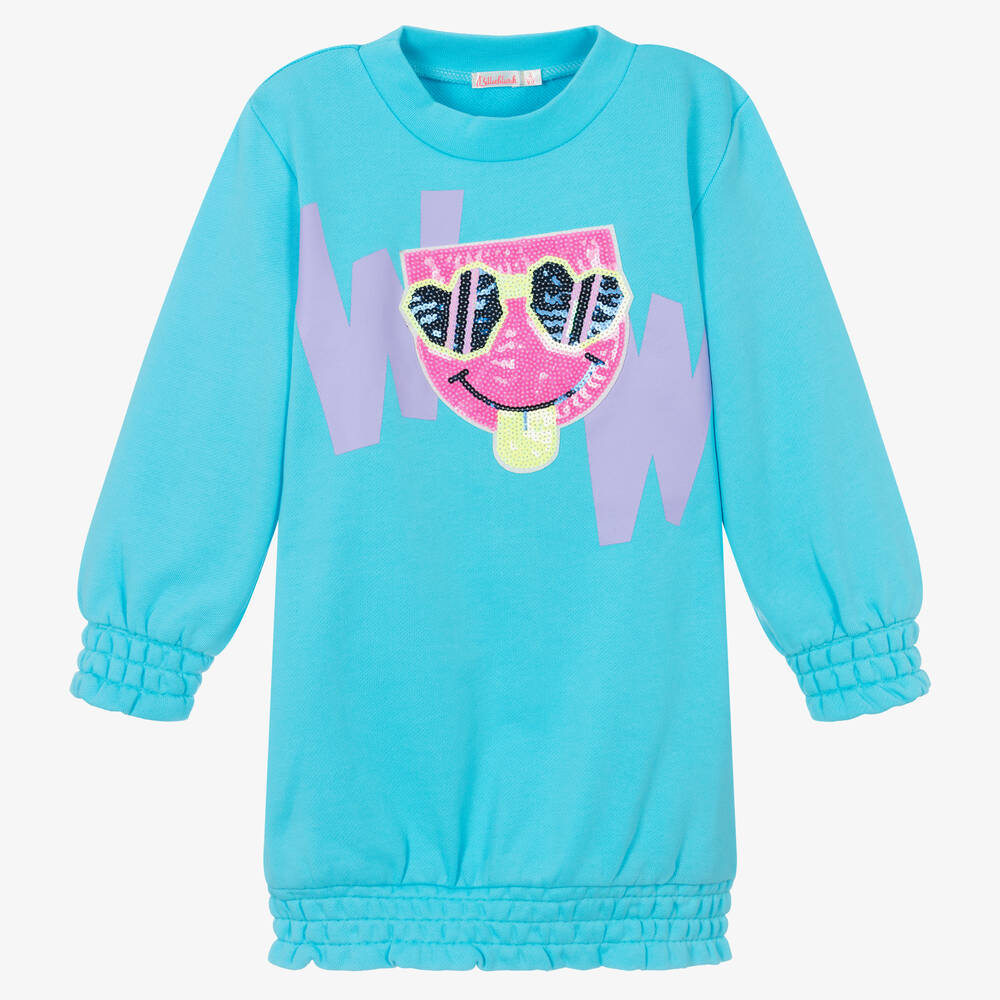 Billieblush - Girls Blue Cotton Sweatshirt Dress | Childrensalon