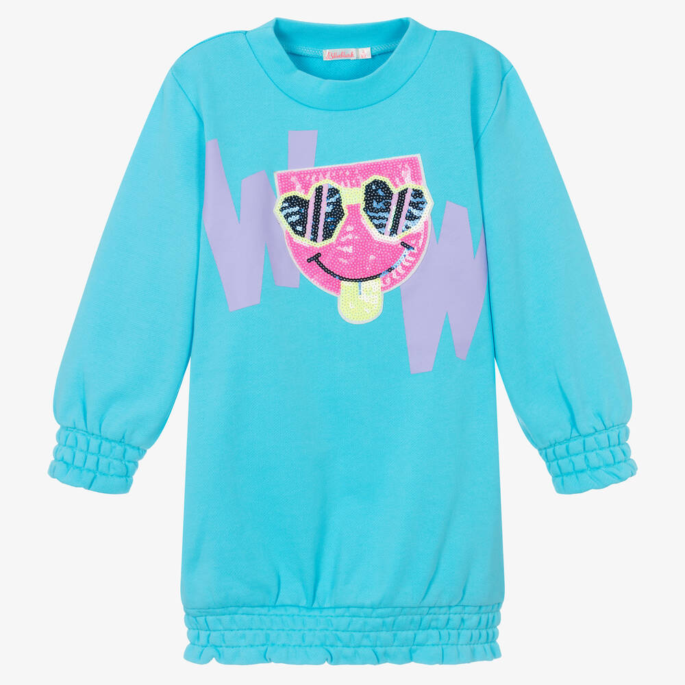 Billieblush-Голубое хлопковое платье-свитшот | Childrensalon Outlet