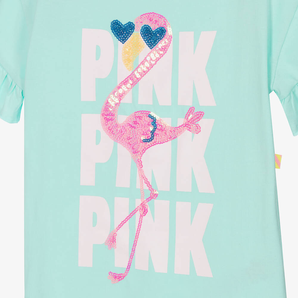 Billieblush-فستان تيشيرت قطن عضوي لون أزرق تركواز | Childrensalon Outlet