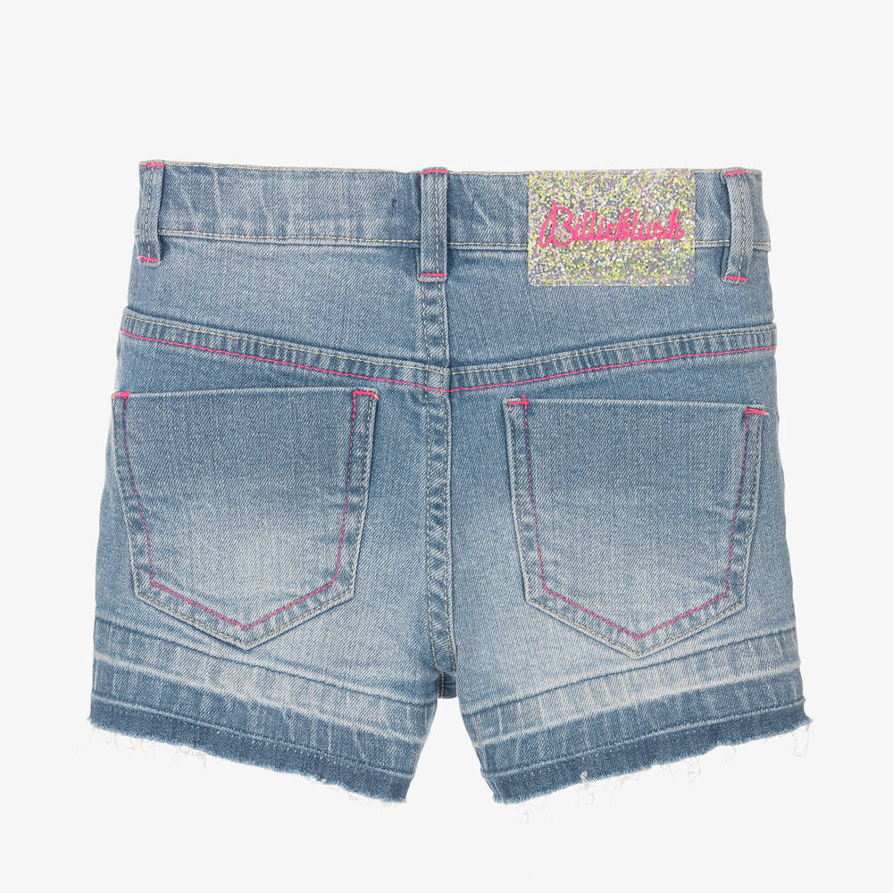Billieblush-Girls Blue Crochet Heart Denim Shorts | Childrensalon Outlet