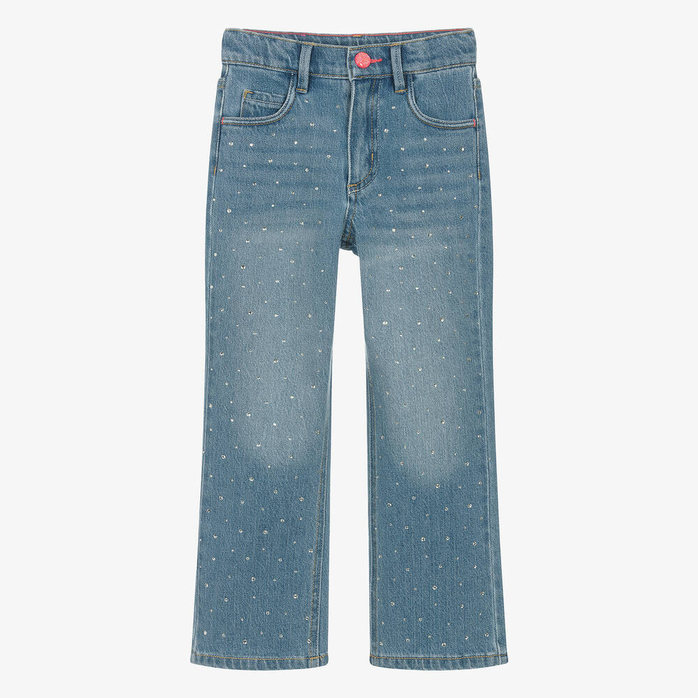 Billieblush-Girls Blue Denim Diamanté Straight Jeans | Childrensalon Outlet