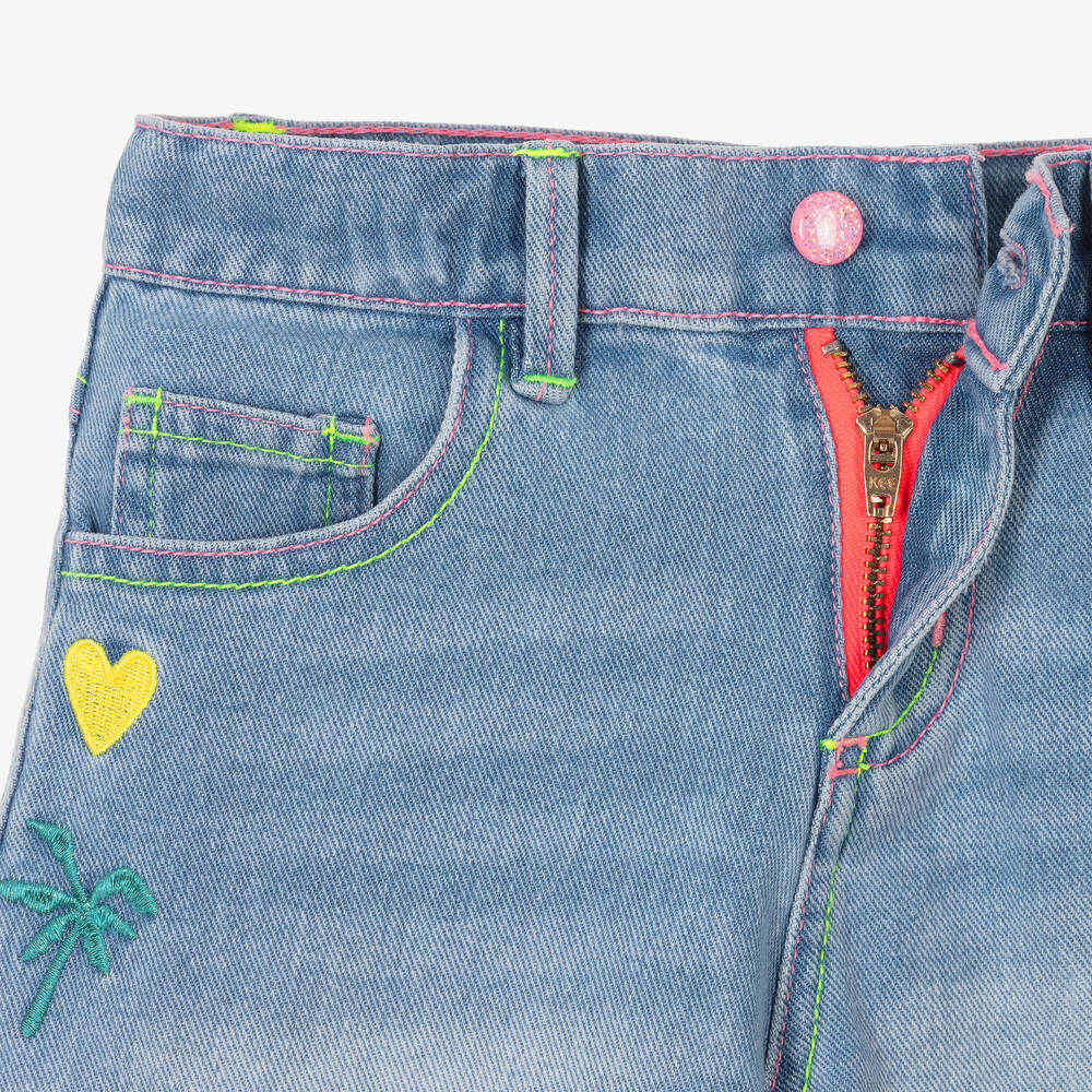 Billieblush-Girls Blue Denim Embroidered Shorts | Childrensalon Outlet