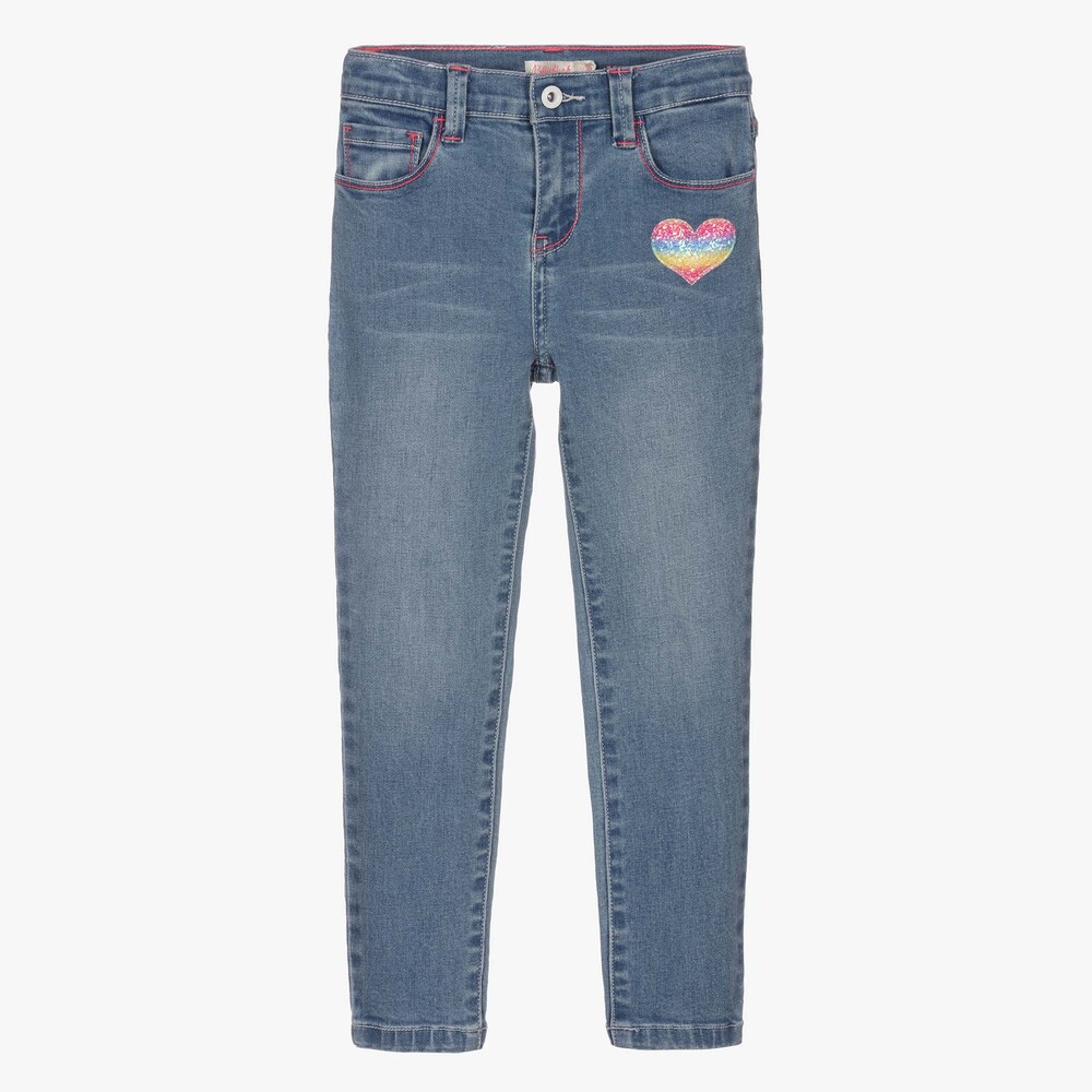 Billieblush - Girls Blue Denim Heart Jeans | Childrensalon